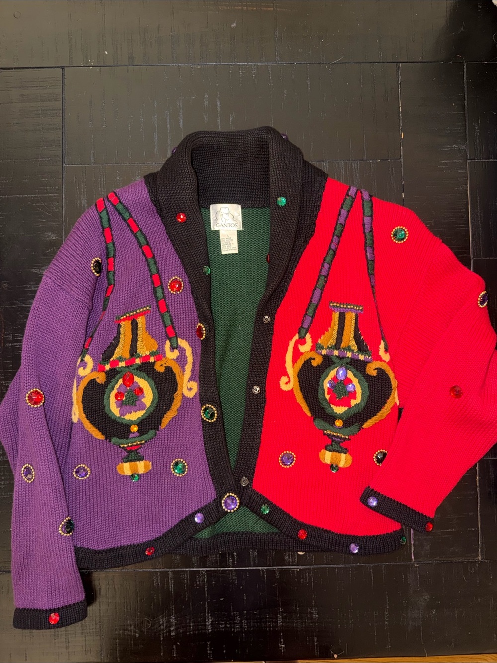 Vintage Gantos 80’s 90’s maximalist kitschy, eclectic, grannycore cardigan -